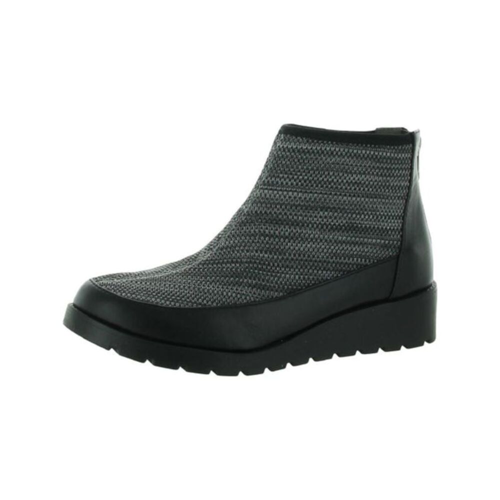 ADRIENNE VITTADINI SPORT Womens Gray 1/2" Platform Trooper Wedge Booties 9.5 M
